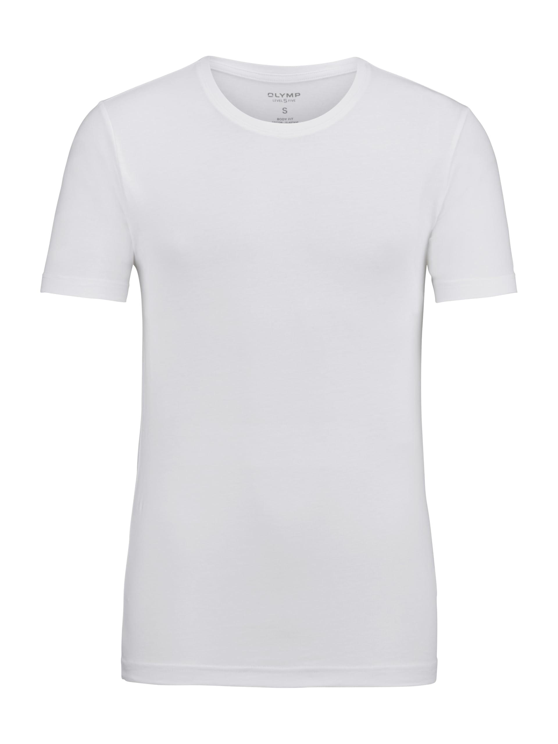 Olymp Men's White 00 Level Five Long-Sleeved T-Shirt Plain Body Fit, M