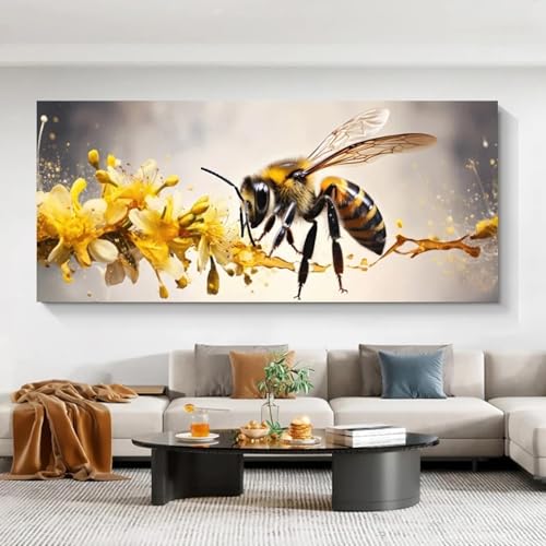 Affiche abeille sur toile 60x150cm pour salon moderne