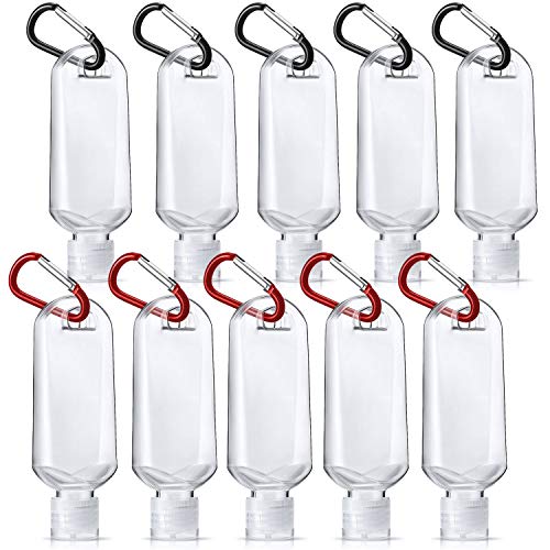 Wishta Keychain Bottles, Refillable Travel-Sized Empty Hand Sanitizer Bottle Liquid Container with A Sprayer Caps for Gel, Lotion, Hand Soap(10-C)