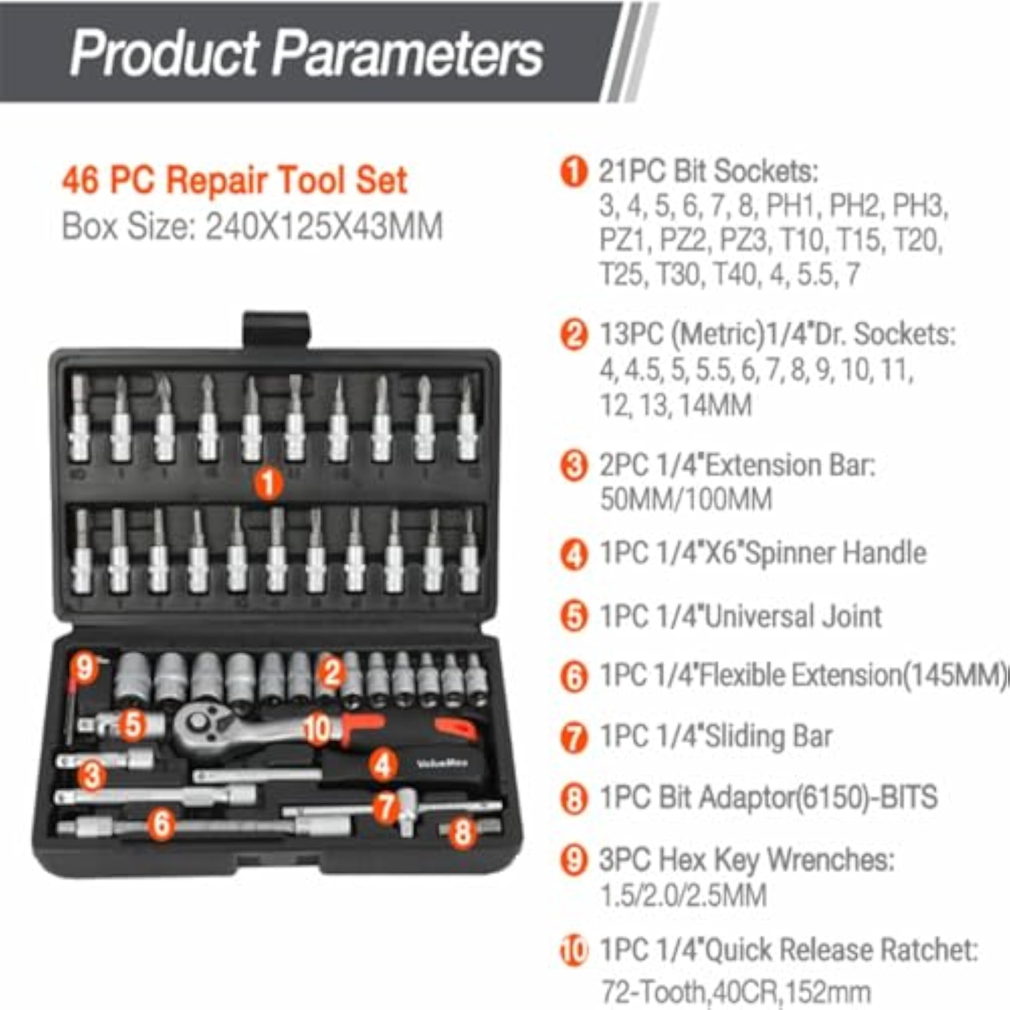 Heavy Duty Tool Box & Screwdriver Kit