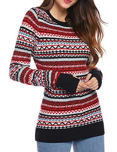 Norweger Pullover Damen - Winterlicher Strickpullover Mit Weihnachtsmotiven Aus Baumwolle