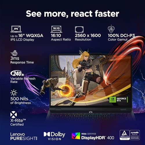 Image of Lenovo Legion Pro 5 2025 Intel Core i9-14900HX | NVIDIA RTX 5070 8GB (32GB RAM /1TB SSD /WQXGA IPS /240Hz /16 (40.6cm) /Windows 11 /Office 2024+AI Now /Black /2.4Kg), 83NN003CIN AI Powered Gaming Laptop