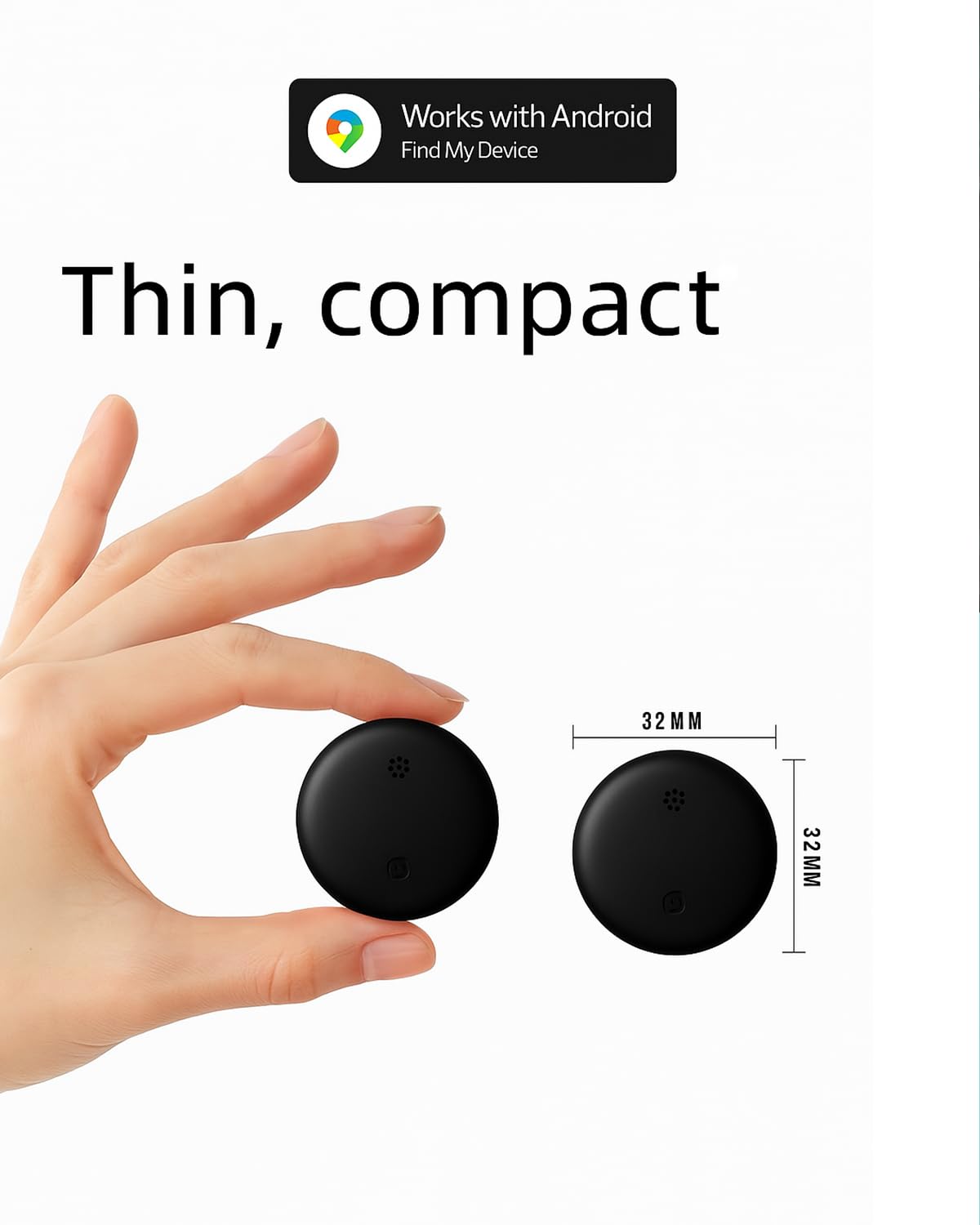 Olytra Android Compatible Air Tags with Google Find My Device App, Bluetooth Tracker for Android, AirTag for Android Phones, Dog GPS & Cat Tracker, Smart Tracking Tag for Keys, Suitcase (1, Black)