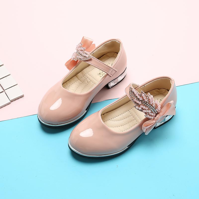 Girls Dress Shoes Low Heel Princess Mary Jane Shoes with Bowknot Little Girls Party Wedding Sandals Hook and Loop2