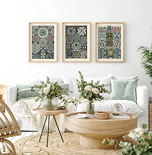 Tableau decoration murale abstrait geometric boho set de 3 affiches pour salon