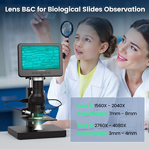 JOYALENS-JL246PS-3-Lens-HDMI-Digital-Microscope-7-Inch-LCD-Microscope-4000X-UHD-2160P-Coin-Microscope-for-Full-Size-Error-Coin-Biological-Microscope-with-Prepared-Slides-Windows-PC-Support-32GB