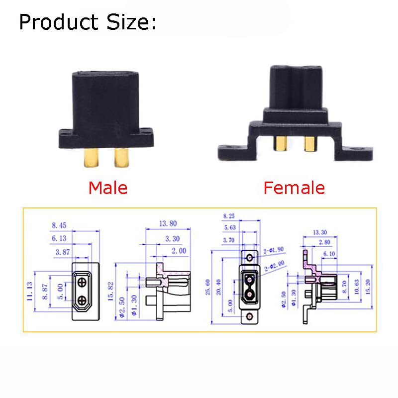 Spielzeugzubehör 20 STÜCKE Amass XT30G Steckverbinder mit Schrauben Männlich Weiblich Kann XT30U Universal Für RC Quadcopter FPV Racing Drone Lipo Batterie Befestigen(20pcs Female)