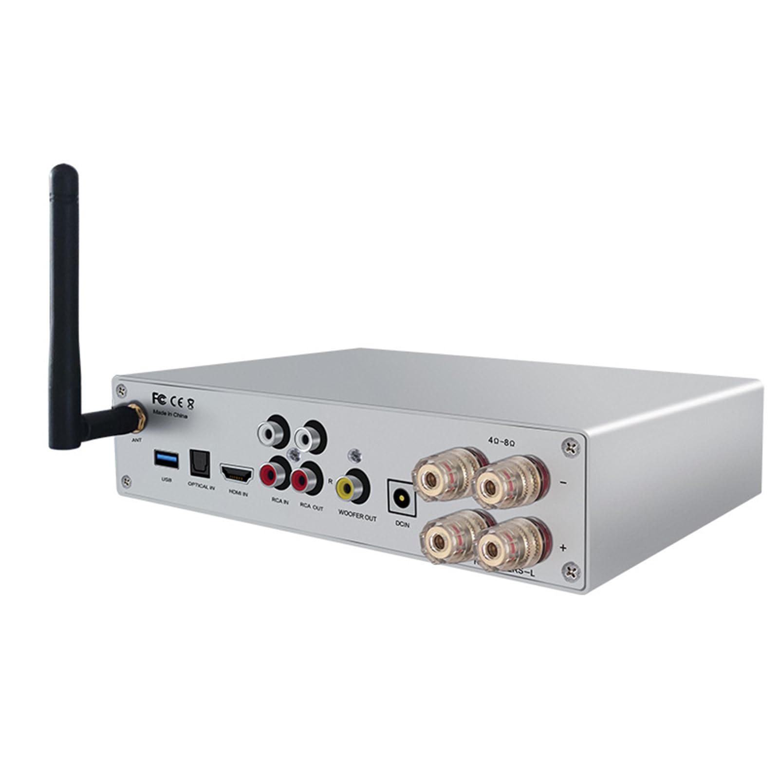 Wzmacniacz audio Bluetooth 5.0, wzmacniacz stereo o mocy 50 W x 2, z wyświetlaczem LCD, pokrętłami regulacji głośności, pilotem zdalnego sterowania, obsługą wielu wejść