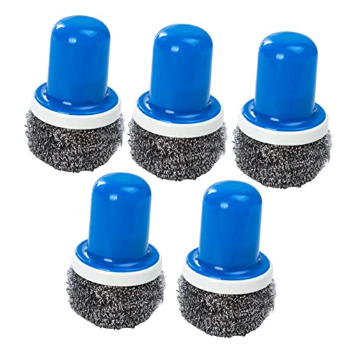 SHERCHPRY 5Pcs Stainless Steel Wire Brush with Handle Multifunctional Kitchen for Pots Pans Dishes and More for Home and Restaurant Use Blue
