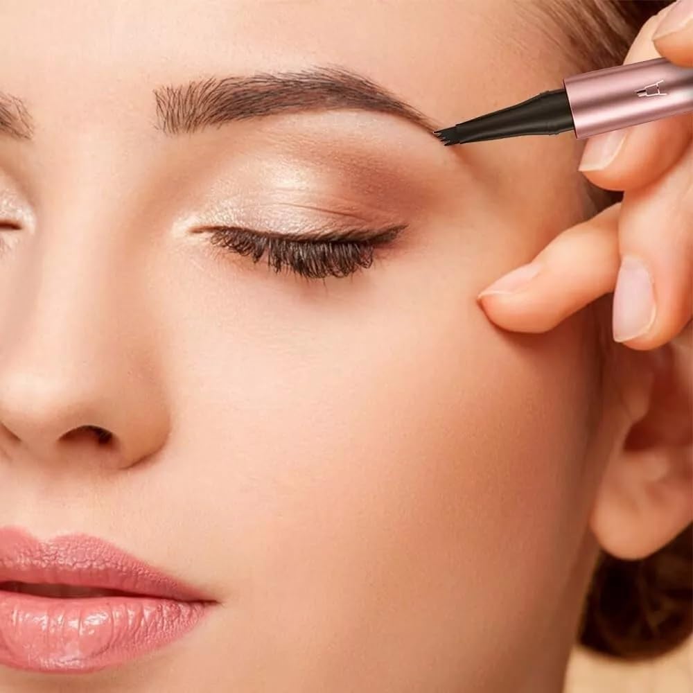 SANHIGHEND New 3D Micro Eyebrow Pencil with 4 Fork Tip Applicator, Waterproof Eyebrow Pencil for Natural Looking Brows (Black) - Image 4