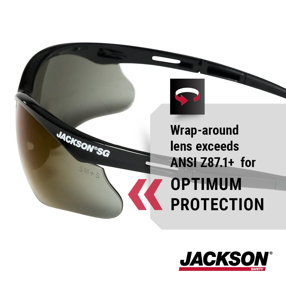 Jackson Safety Leichte ultrastarke Schutzbrille mit flexiblem Nasensteg, Anti-Kratz-Beschichtung, 12 Paar/Etui