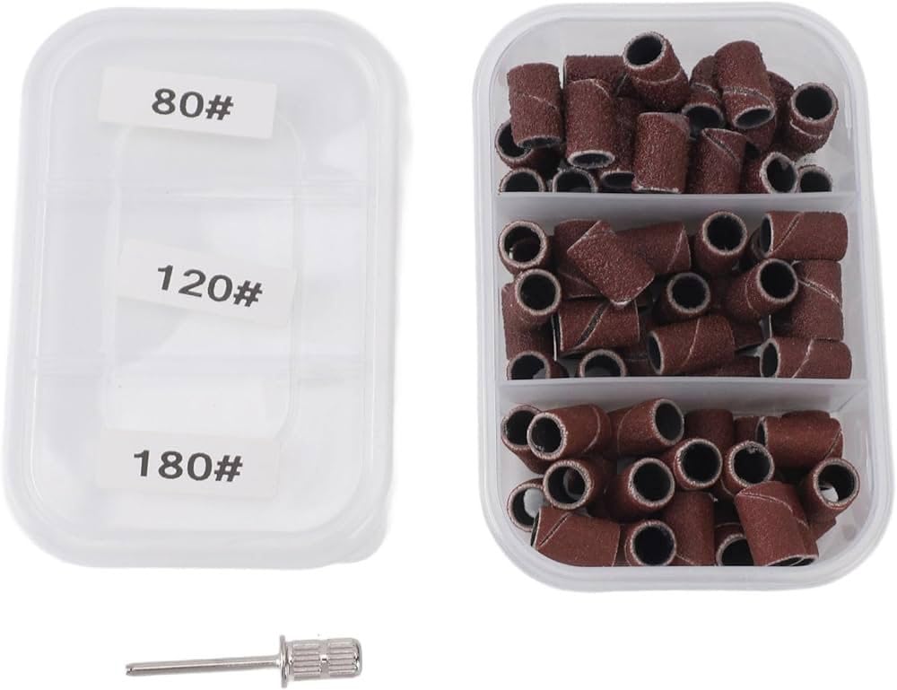 Rubyface Nail Drill Sanding Bands Set with Mandrel – 80/120/180 Grit Replacement 75pcs Bands for Electric Nail File, for Acrylic Nails Gel Manicure & Pedicure Tools-image-20