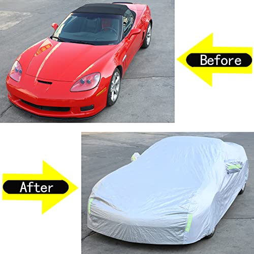 Image of Waterproof Car Cover Ultrashield Custom Compatible with Chevy Corvette C6 2005-2013, Car Cover All Weather Snowproof UV Protection Heavy Duty Weatherproof Outdoor