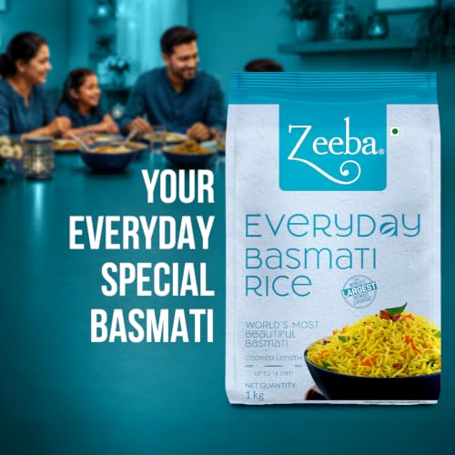 Image of Zeeba Everyday Basmati Rice 1 Kg, Perfect for Everyday Cooking (Cooked length upto 14mm*)