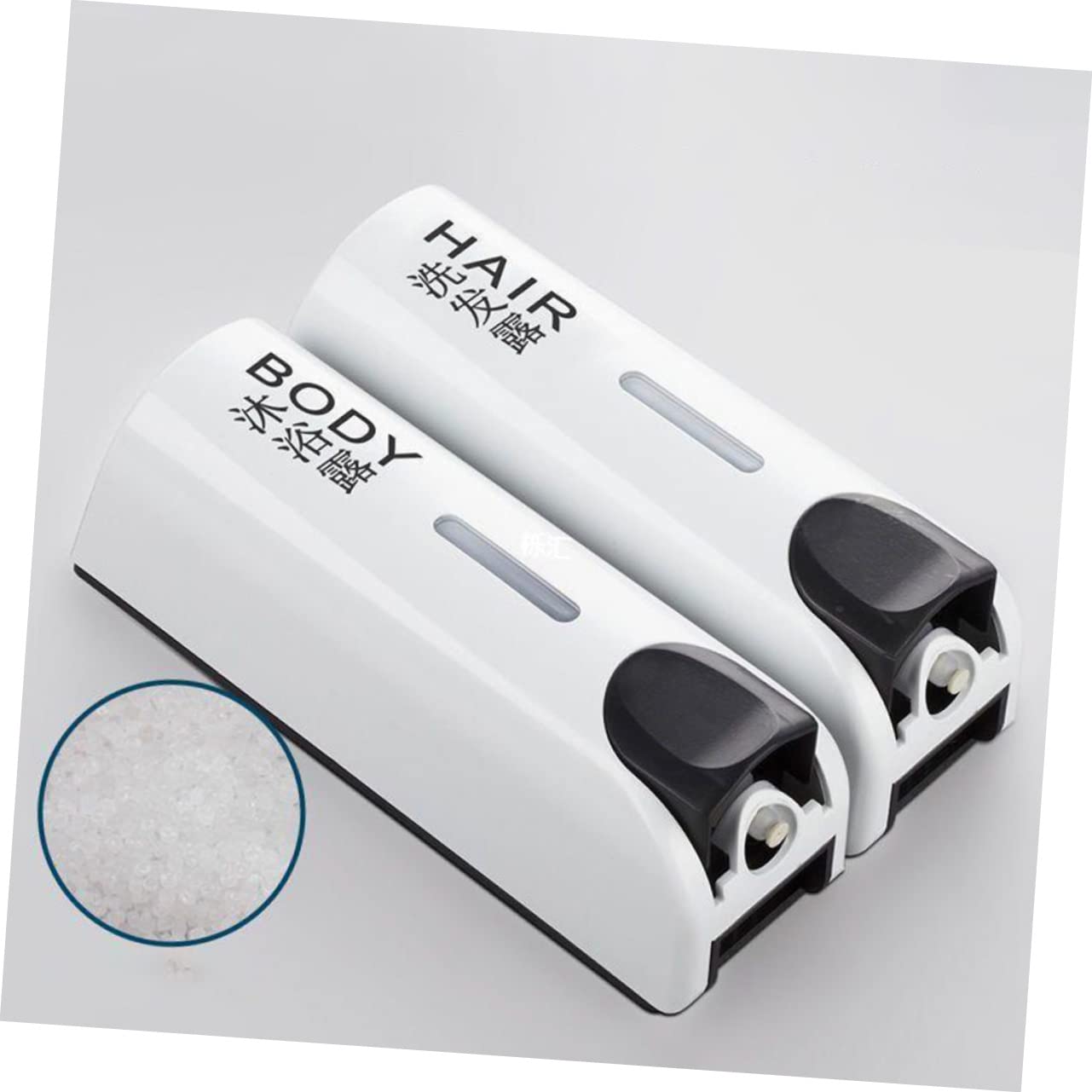 LABRIMP Dispensador de Jabón para Baño de Pared sin Perforaciones, Plástico Blanco Boca Grande Recargable, Adecuado para Hotel y Viaje