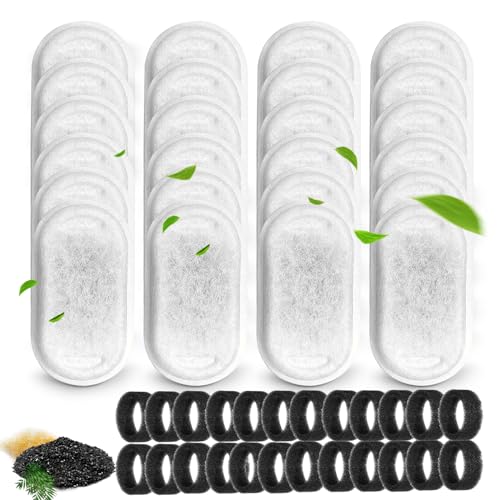 Cat Water Fountain Filters for 108/3.2L& 67oz/2L Stainless Steel Pet Water Dispenser Fountain Filters,8/12/16 Cat Fountain Filter Replacement with 8/12/16 Sponges (24 Filters& 24 Sponges) - image 5
