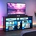 Bestier LED Tall TV Stand, Entertainment Center for 55/60/65 Inch TV, Gaming TV Console with Storage for PS4, Adjustable Shelf TV Cabinet for Living Room Bedroom, Carbon Fiber Black