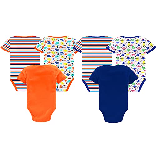 Image of Kidbee Newborn Baby Half Sleeve Cotton Sleepsuits /Half Romper /Bodysuit /Onesies (Set of 6)