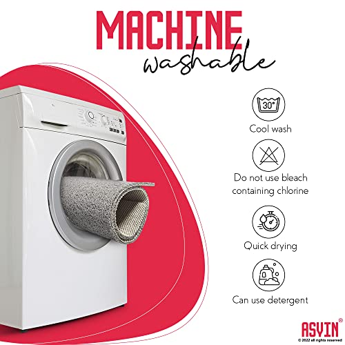 Asvin Large Anti Slip Bath & Shower Mat for Inside Shower & Wet Areas (60x80cm Grey) Quick Drying