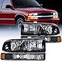 Nilight Headlight Assembly for 1998 1999 2000 2001 2002 2003 2004 2005 Chevy Blazer Headlights 1998-2004 Chevrolet S10 Pickup Replacement Headlamp Housing Bumper Lights, 2 Years Warranty
