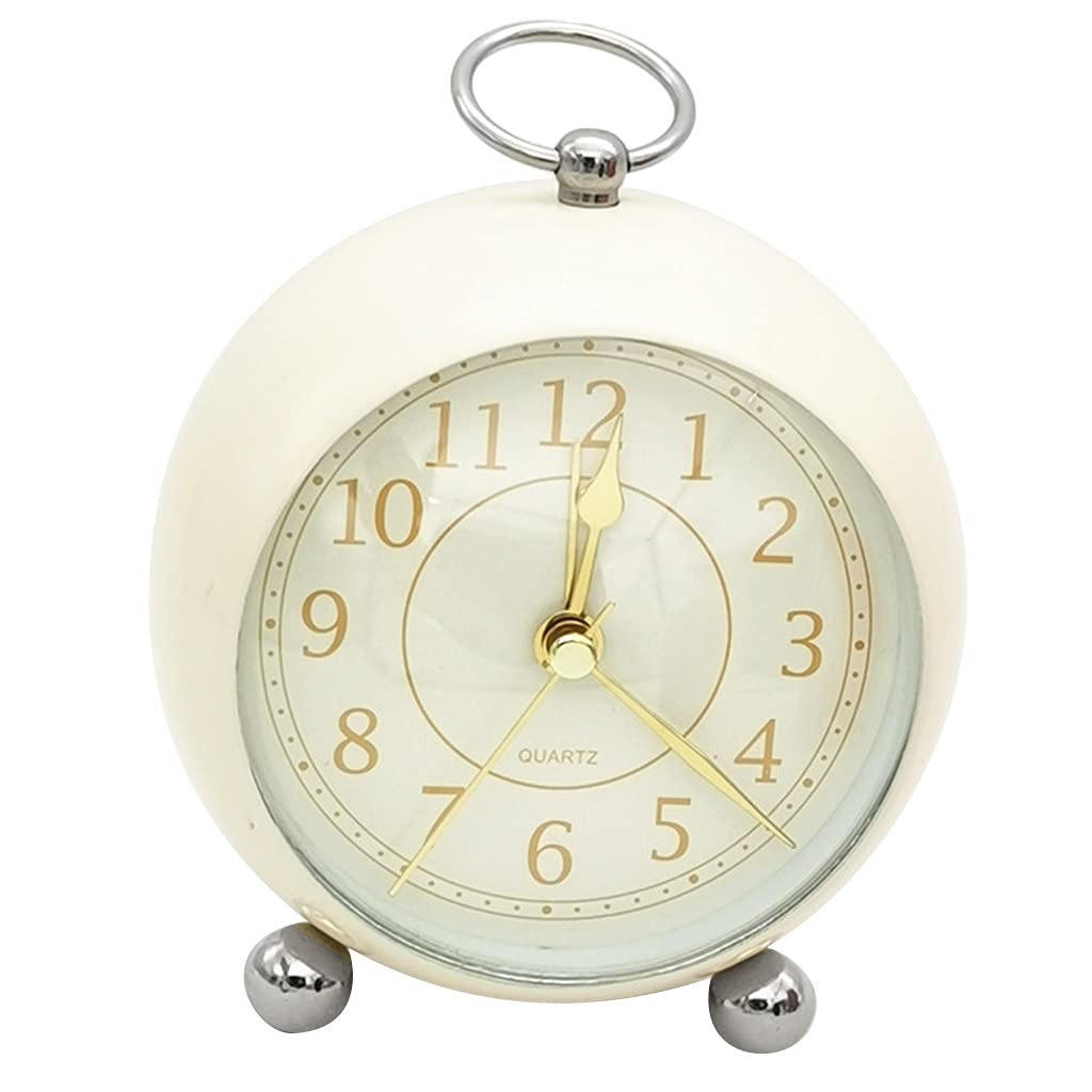 Hrwly Argento Alarm Clock Home Decor Bedside Desk Vintage Silent Mute Quartz Analog Battery Operated Non-Ticking(Argento)
