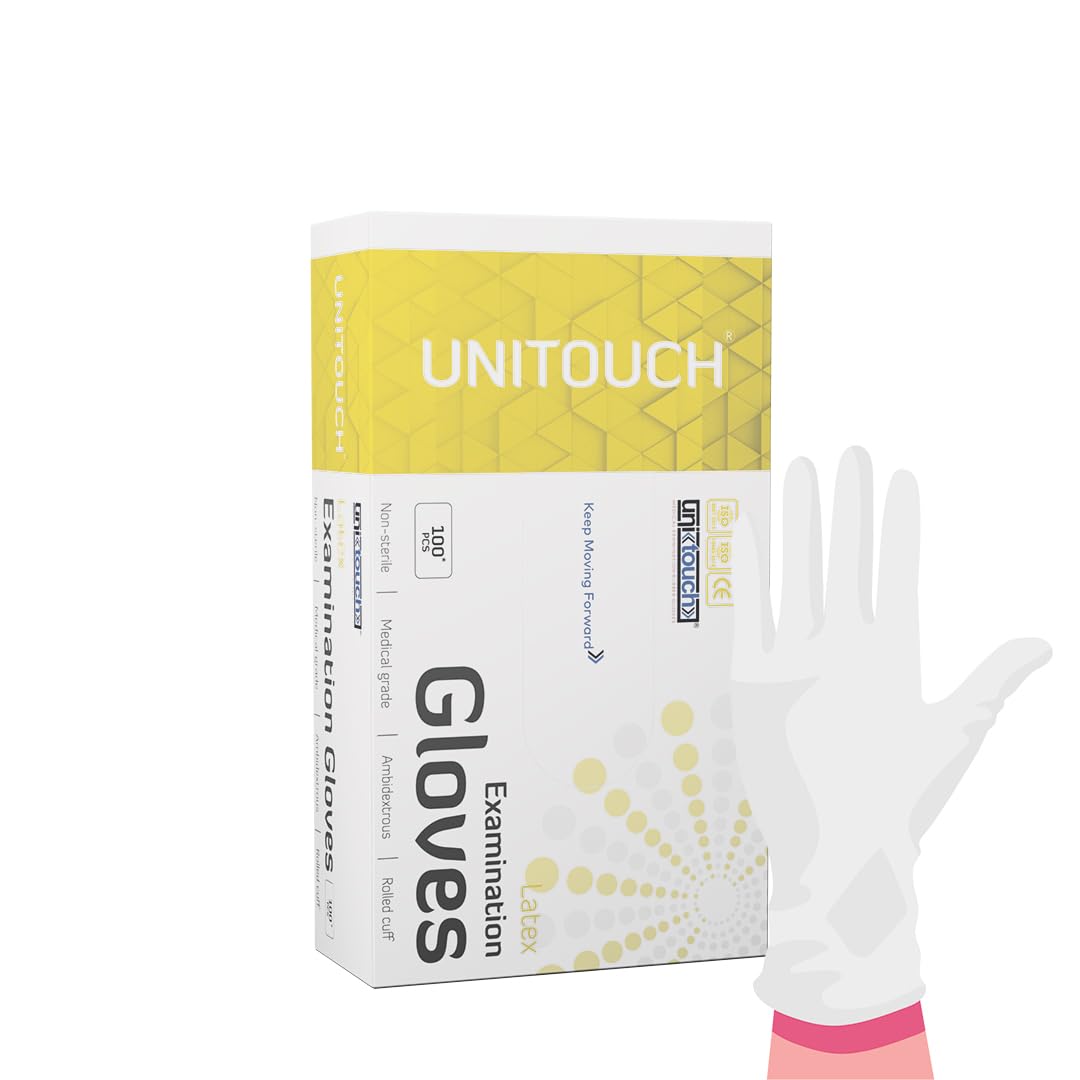 Unitouch Latex Powdered Examination Gloves White (XS, 100)