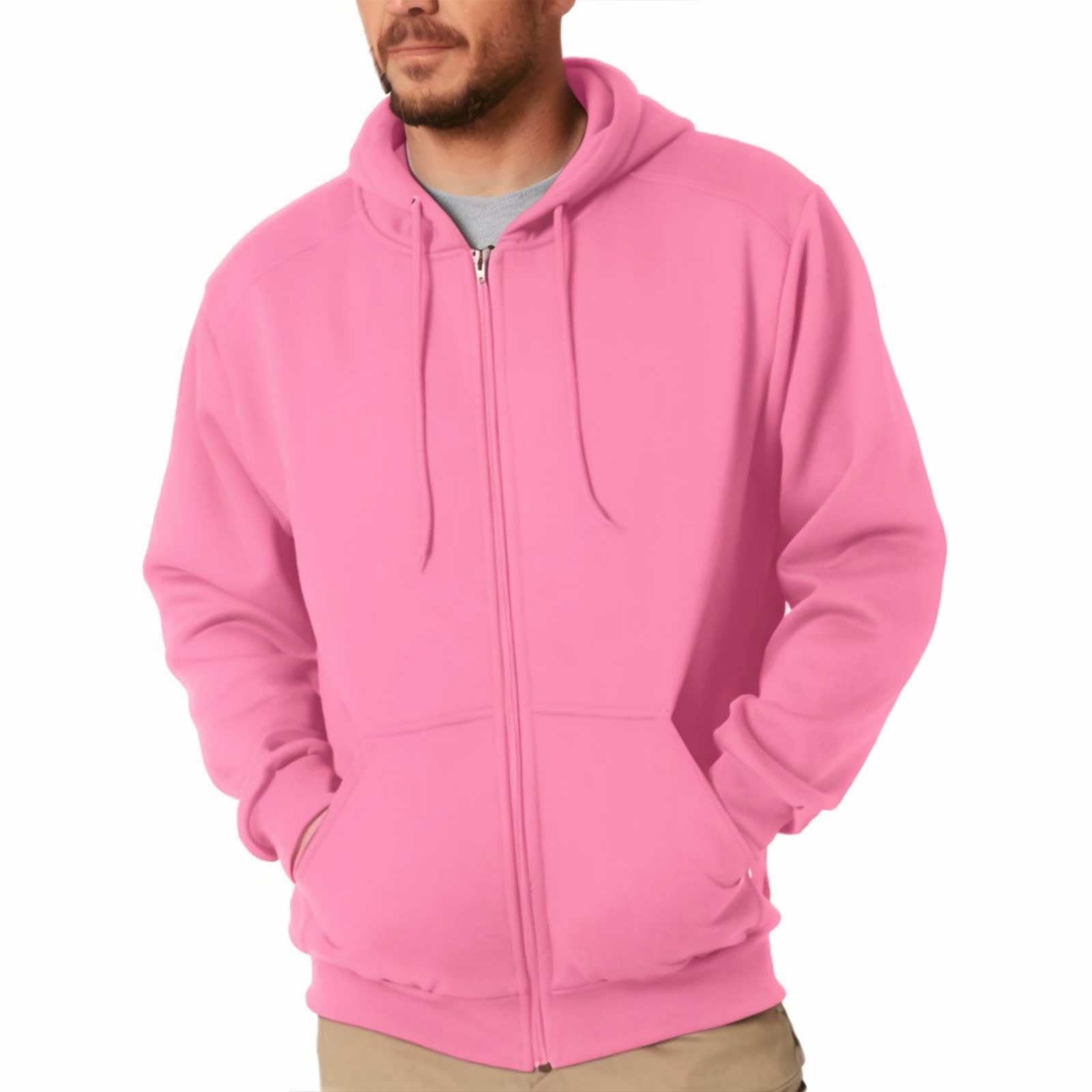 Mens Zip Up Hoodie Long Sleeve Fleece Full-zip Hooded Sweatshirt Pullover With Kangaroo Pocket S-3XL