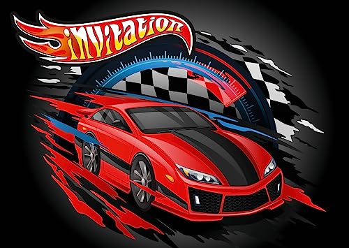 Edition Colibri Cartes d'Invitation Anniversaire Garçon – Lot de 10 | Thème Voiture de Course & Cars | Invitation Anniversaire Enfant 4-10 ans