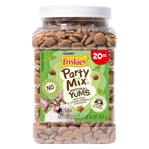 Purina Friskies Made in USA Facilities, Natural Cat Treats, Party Mix Natural Yums Catnip Flavor - 20 Ounce (Pack of 1)