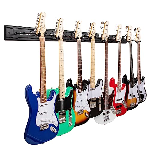 STRICH Guitar Wall Mount Hangers for Multiple Guitars, Holds 8 Guitars, Strong Aluminum Metal Guitar Stand Rack Bass Holder, Adjustable Instruments Display Set, SMH-08A