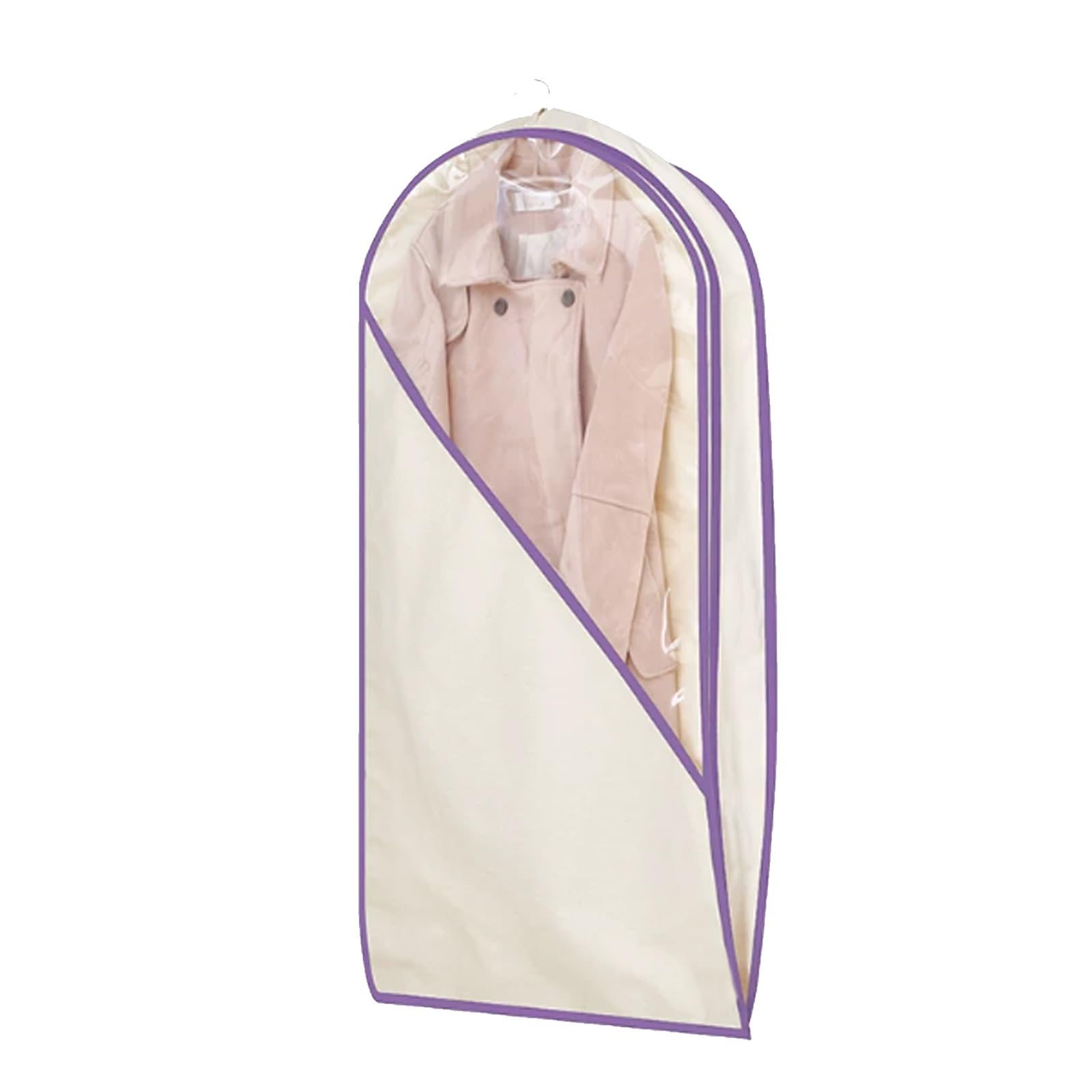 Pokrowce na Ubrania do Szafy, Torby Przechowywania Bawełnianego Płótna Przezroczystym Okienkiem, Odpowiednie Kurtki Puchowe Wieczorowe(Purple,60 * 10 * 130cm/24 * 4 * 51in)