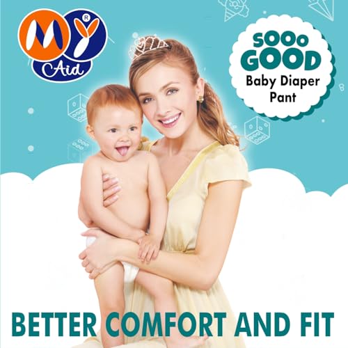 Image of SOOO GOOD Baby Diaper Pants With Aloe Lotion & Wetness Indicator | Soft & Comfortable | Fast Absorption, Rash-Free, Leak-Proof (Size-M, 7 to 12 kg, 32 Counts, Pack of 1)