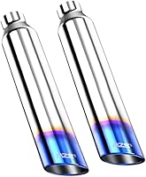 Vista 10 de MZS Punta de escape, tubo de escape universal de acero inoxidable con corte de ángulo inclinado, entrada de 2.5 pulgadas, salida de 4 pulgadas