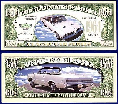 1964 Pontiac GTO Novelty Money Bill in Currency Holder - Great Gift for Classic Car Buffs