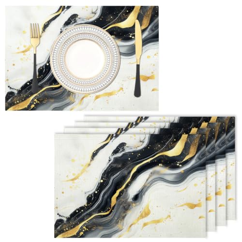 Set de table antidérapant effet marbre en lin-coton isolant thermique de haute qualité - 2