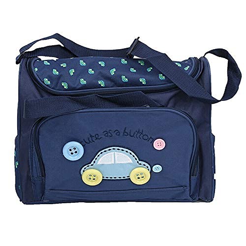 Ubersweet Imported 4pcs Cute As Button Embroidery Baby Nappy Changing Bags Sets Dark Blue V5D7