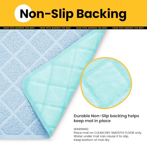 Image of Conlun Cat Litter Mat Litter Trapping Mat, Premium Durable PVC Grid Mesh with Scatter Control, Non-Slip, Less Waste Cat Litter Box Mat, Soft on Kitty's Paws, Urine Waterproof, 24 inch x 17 inch Light Blue