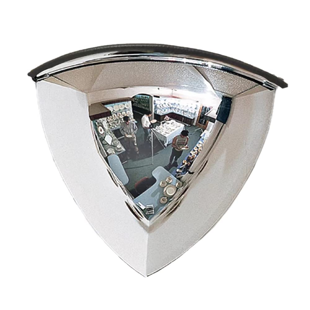 19" Quarter Dome Mirror Security and Safety Corner Mirror Convex Corner Mirrors Corner 1/4 Dome Mirror 90° 90 Degree Viewing Angle Mirror (19 Inch)