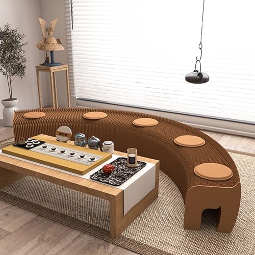 Banc pliant extensible marron et tabouret de canapé en papier
