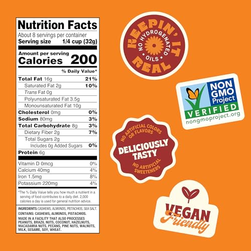 Image of Back To Nature Non-Gmo Nuts, Cashew Almond Pistachio Mix, 9 Ounce | Cashew Almond Pistachio Mix, Kosher, No Dairy Added, Non GMO No High Fructose Corn Syrup No Artificials, Wholesome Snacks 9oz