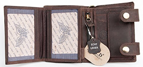 FLW-Wild Brown Strong Genuine Leather Biker's Wallet with an Eagle with Metal Chain - RFID3