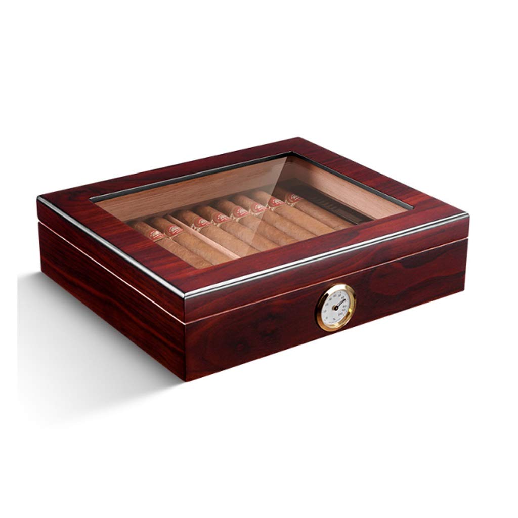 Estuche portátil para Puros de Cedro, humidificador de Viaje de Madera con humidificador e higrómetro, Caja de Almacenamiento marrón