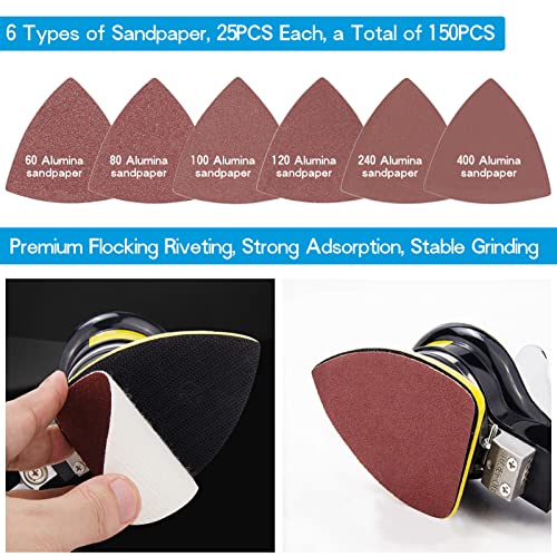 153Pcs Oscillating Tool Sanding Pads Kit, Finger Sanding Pads And Sandpaper, 60/80/100/120 /240/400 Grits Oscillating Multi Tool Sandpaper For Sanding Grinding #TOP2