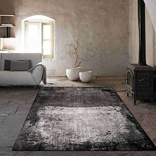Alfombra Pelo Corto Moderna Alfombras Dormitorio Tradicional Abstracto Negro Gris Oscuro Sala de Estar/Dormitorio/Estudio/Mesa de Centro—80*160cm Cover