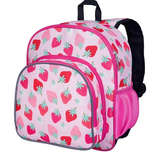 Image of Wildkin 12 Inch Toddler Backpack for Kids, Strawberry | Ages 3-7, insulated front pocket - coordinates with matching Wildkin nap mats and water bottles