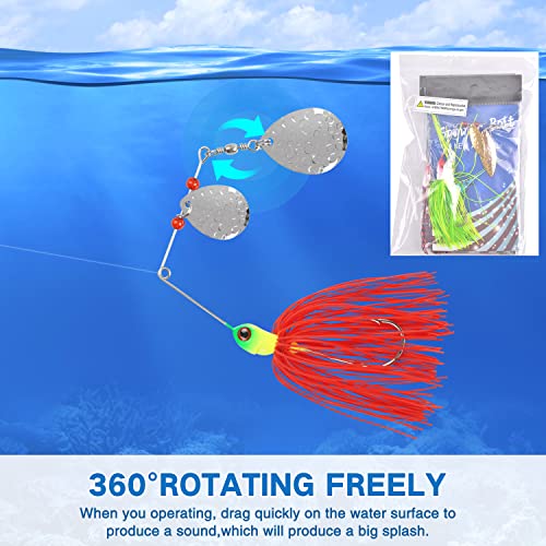 Spinner Baits Bass Fishing Lures Kit,Hard Metal Bass Spinnerbaits Buzzbait Multicolor Pike Trout Salmon Spinner Lures Swimbait Jig Lure For Freshwater Saltwater 6/12Pcs #TOP5