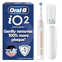 Oral-B iO2 Electric Toothbrush, 1 Gentle Care Toothbrush Head, 1 Travel Case, 1 Travel Refill Holder, Toothbrush for Adults (Calm Pink), Designed by Braun, 2 Pin Plug