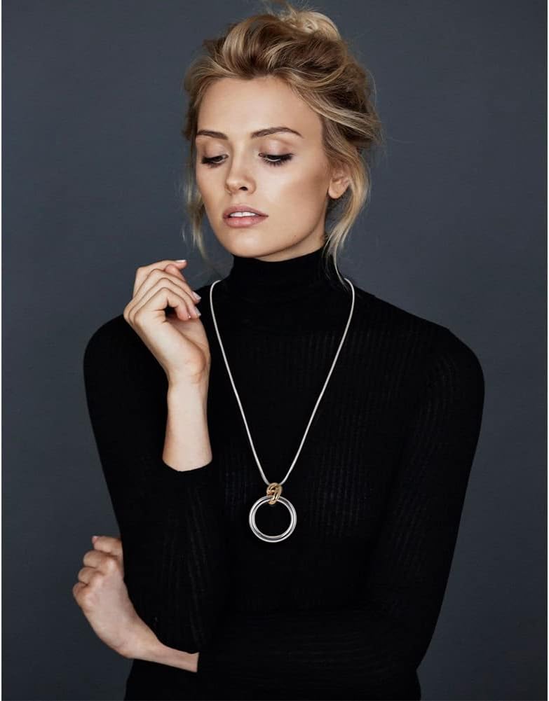 CLASSYZINT Long Silver Necklace For Women, Rope Chain Snake Chain With Pendant Necklace | Sweater Necklace | Teacher Gifts | Silver Pendants Necklace - Image 3