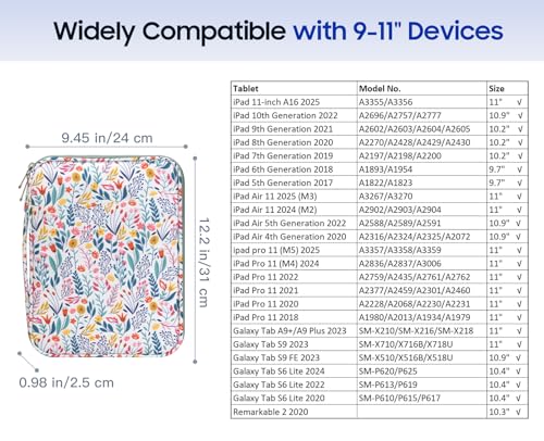 TiMOVO 9-11" Tablet-Hülle für iPad A16 & Galaxy Tab, Blume – Ansicht 2