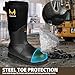 Rubber Work Boots with 800g Insulation, Puncture-Proof Steel Toe & Shank, Waterproof and Insulated 6mm Neoprene Hunting Boots for Farming, Construction, Fishing, and Manufacturing (Black, Size 8)